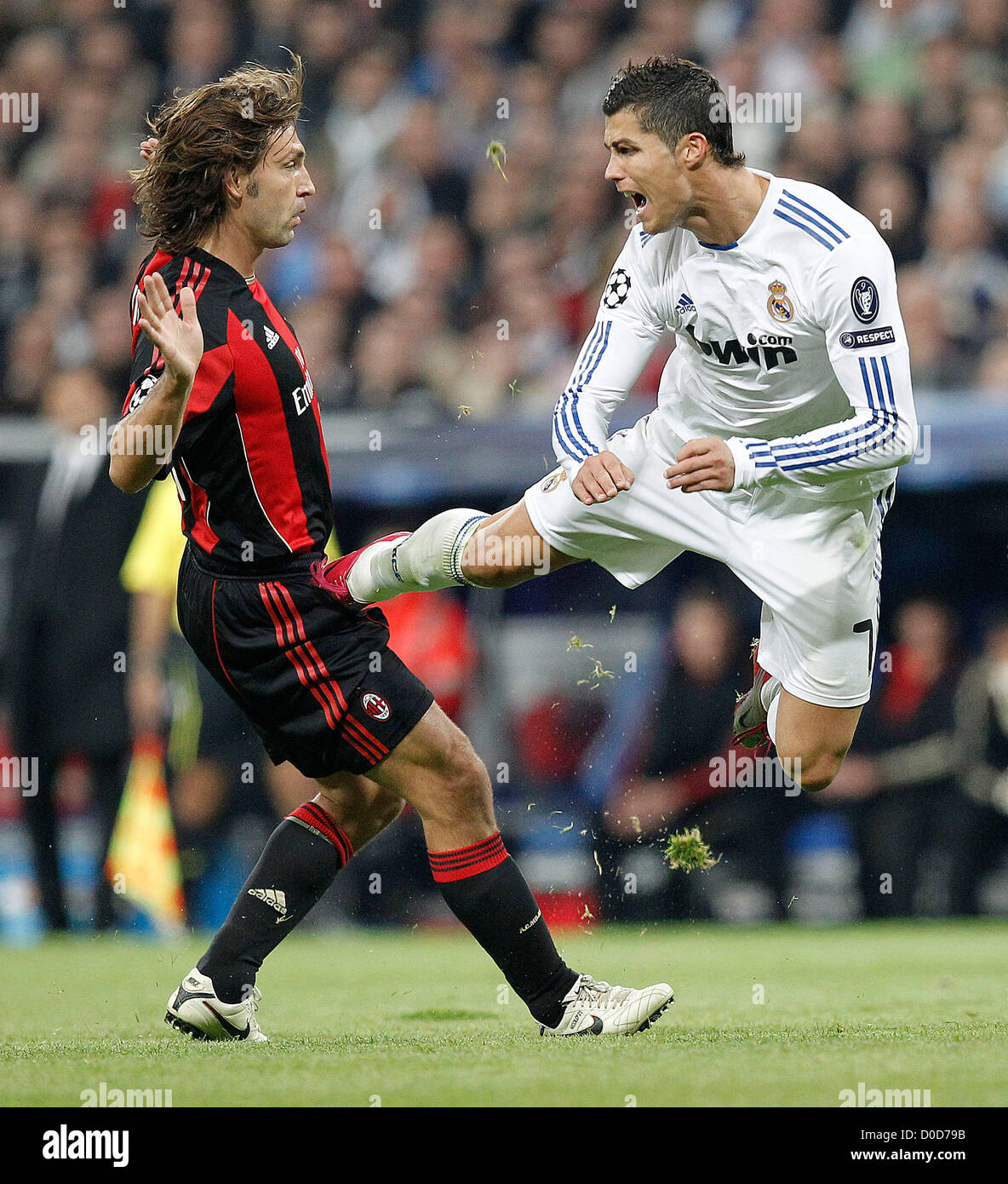 Cristiano Ronaldo and Andrea Pirlo Real Madrid beat AC Milan 2-0 UEFA  Champions league Madrid, Spain - 19.10.10 Stock Photo - Alamy