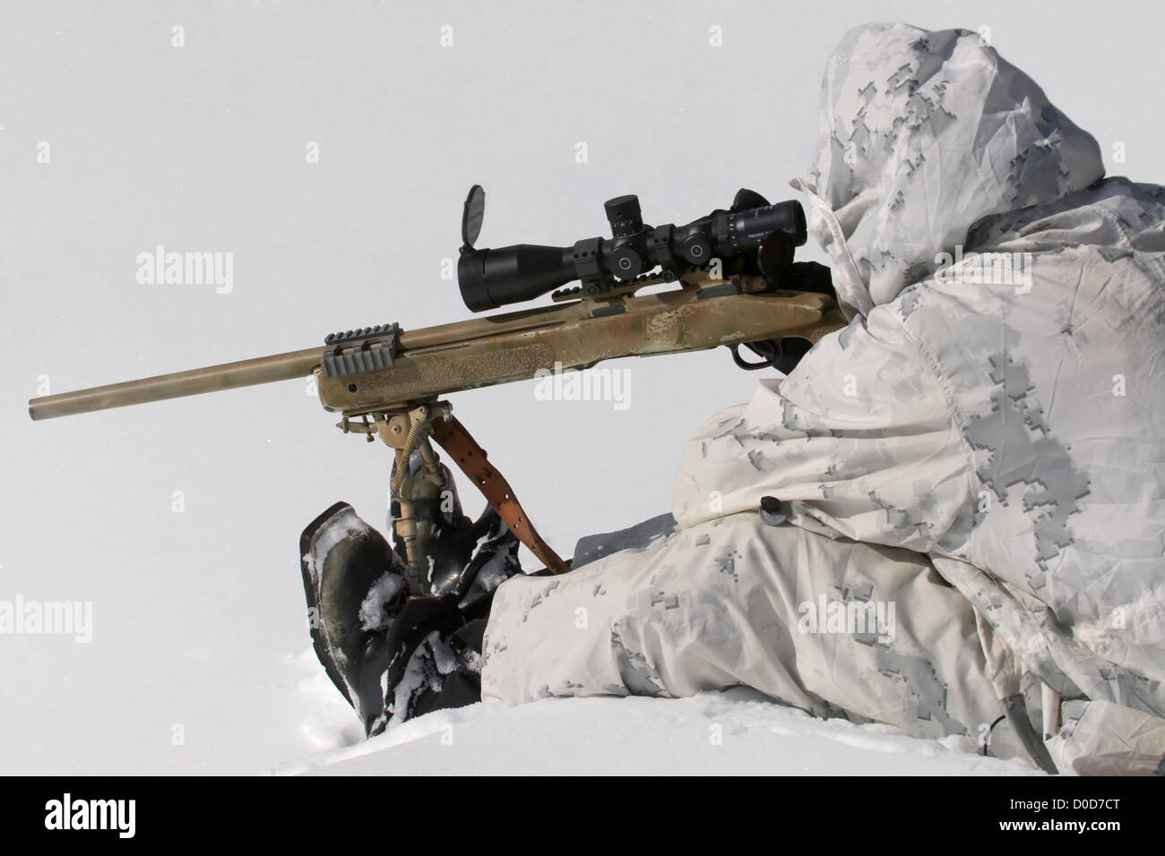US Marine Sniper Aims an M40 Sniper Rifle During Mountain Warfare Training Stock Photo