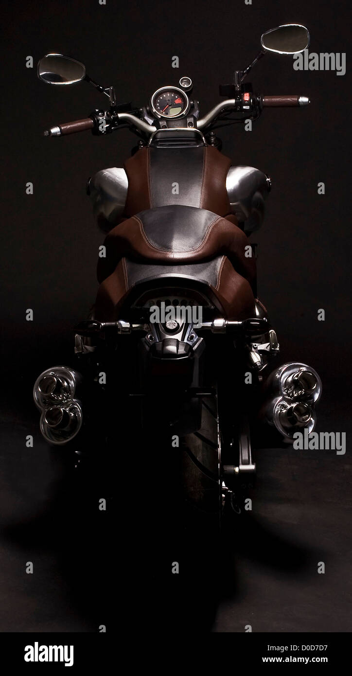 Luxury leather Motorcycle concept Yamaha and fashion house Hermes jointly unveiled the leather-clad V-Max concept bike at the Stock Photo