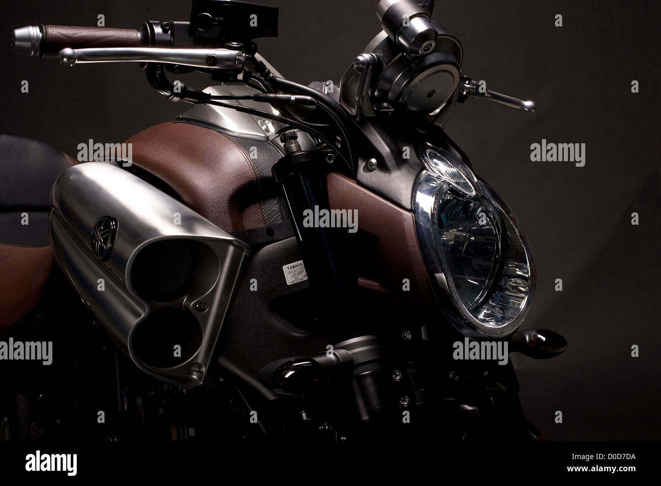 Luxury leather Motorcycle concept Yamaha and fashion house Hermes jointly unveiled the leather-clad V-Max concept bike at the Stock Photo