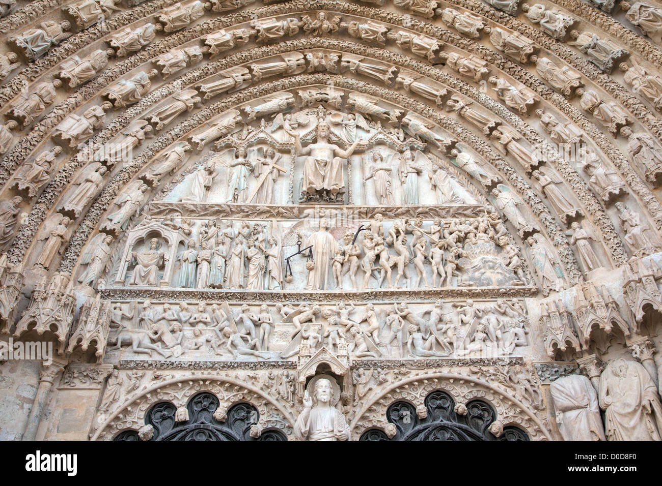 DETAIL MAIN DOOR IN WESTERN FACADE CATHEDRAL SAINTETIENNE IN BOURGES