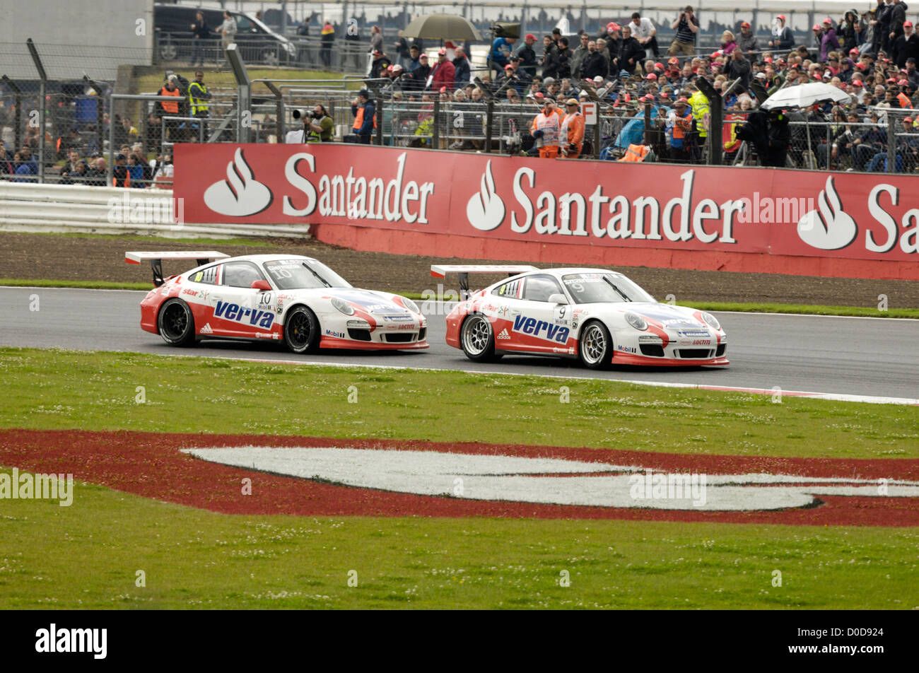 Porsche Mobil 1 Supercup Support race for Formula 1 Silverstone British Grand Prix . Stock Photo
