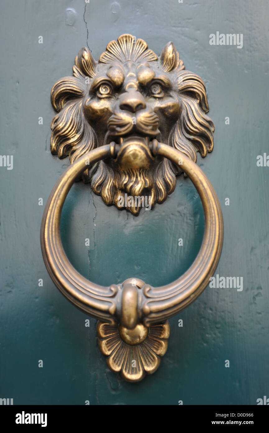 Lions head door knocker Florence Tuscany Italy Stock Photo