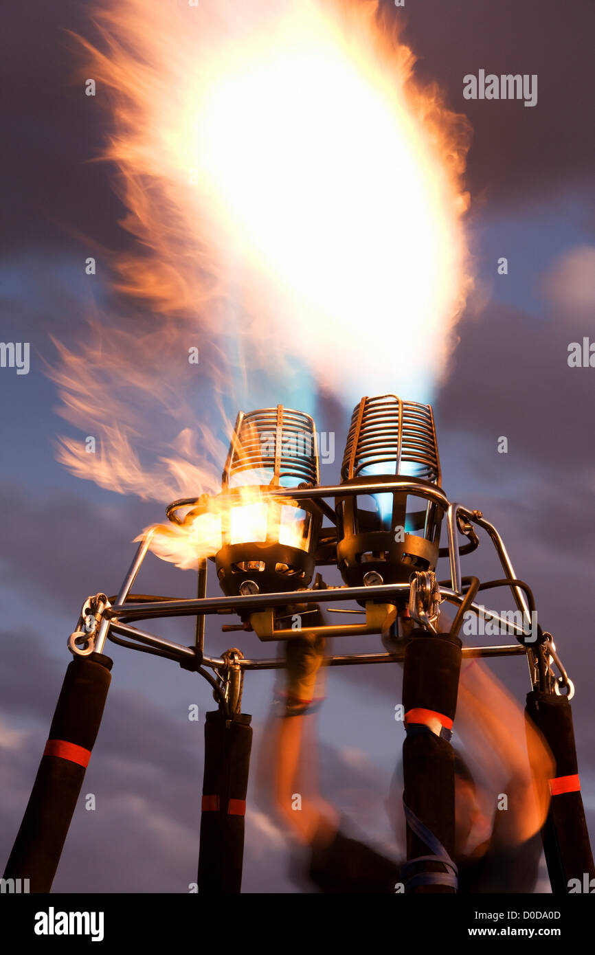 Hot Air Balloon Operator Burns Propane From a Burner Stock Photo Alamy