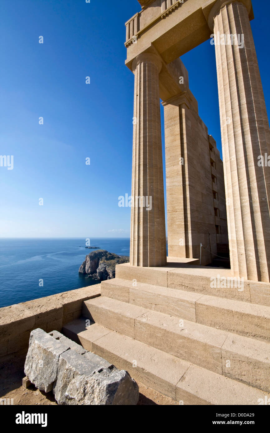 Ancient temple of Apollo at Lindos, Rhodes island, Greece Stock Photo ...