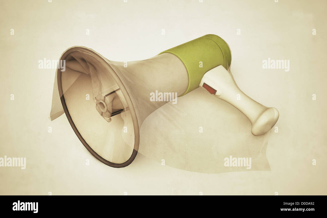 megaphone in old photo isolated on white background Stock Photo Alamy