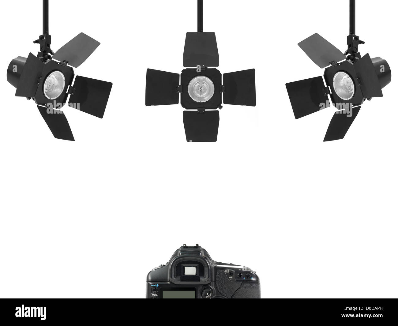 Studio lighting equipment isolated against a white background Stock