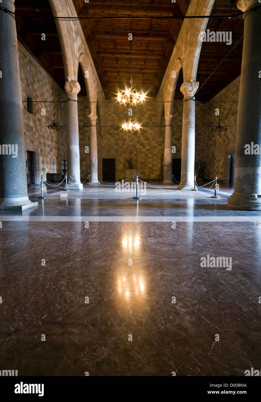 Room inside the palace of the Knights at Rhodes island, Greece Stock Photo