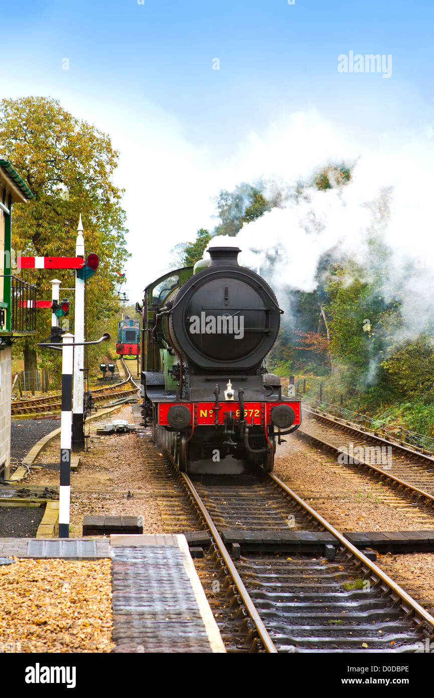 Steam engines on an old english railroad Stock Photo Alamy