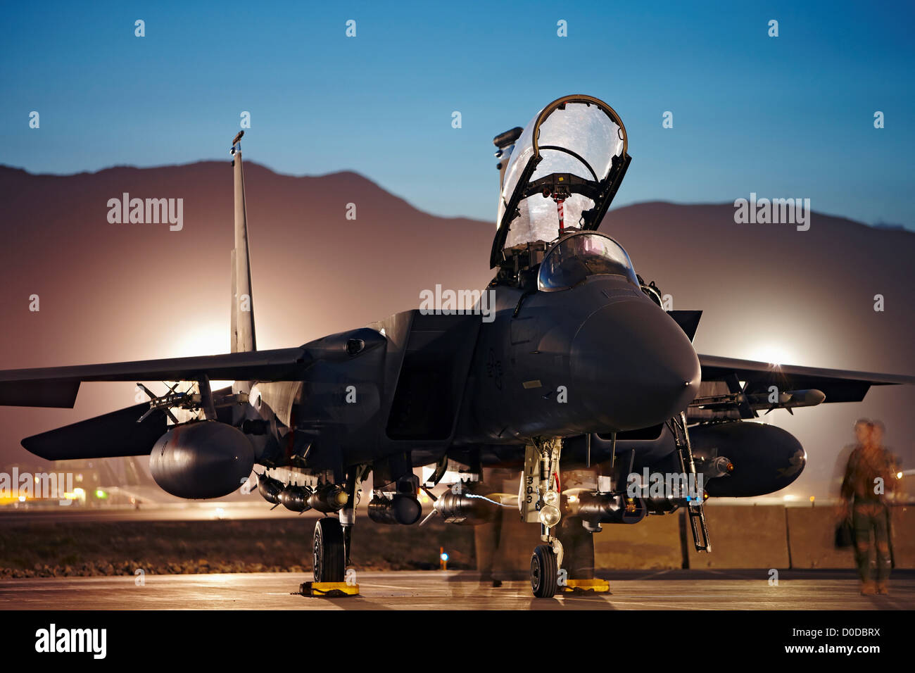F-15E Strike Eagle at Bagram Air Base, Afghanistan Stock Photo
