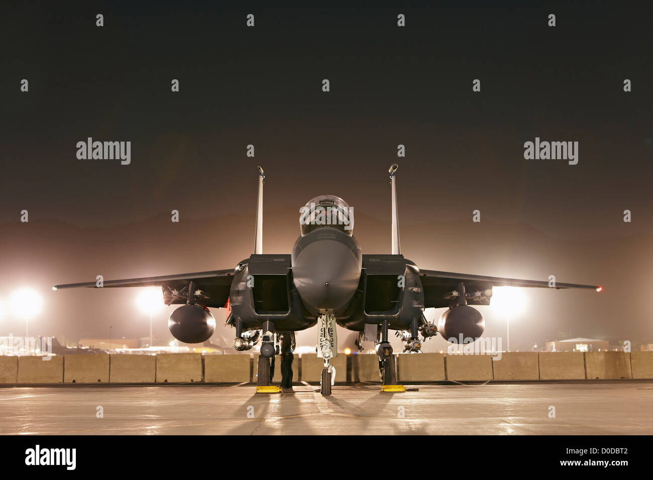 Preparing an F-15E Strike Eagle at Bagram Air Base Stock Photo
