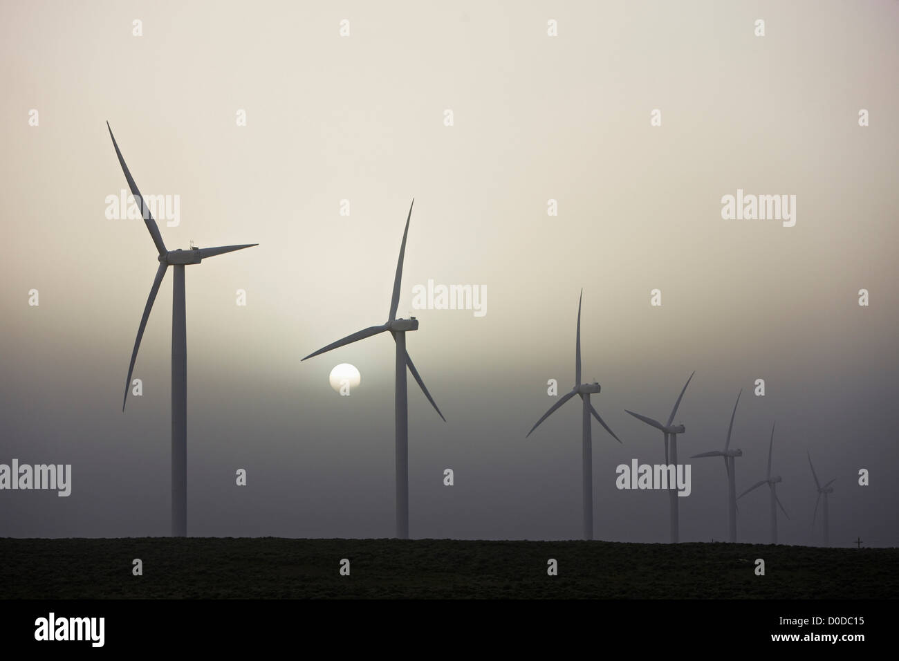 Setting Sun and Wind Turbines at Fort Bridger Wind Farm Stock Photo Alamy