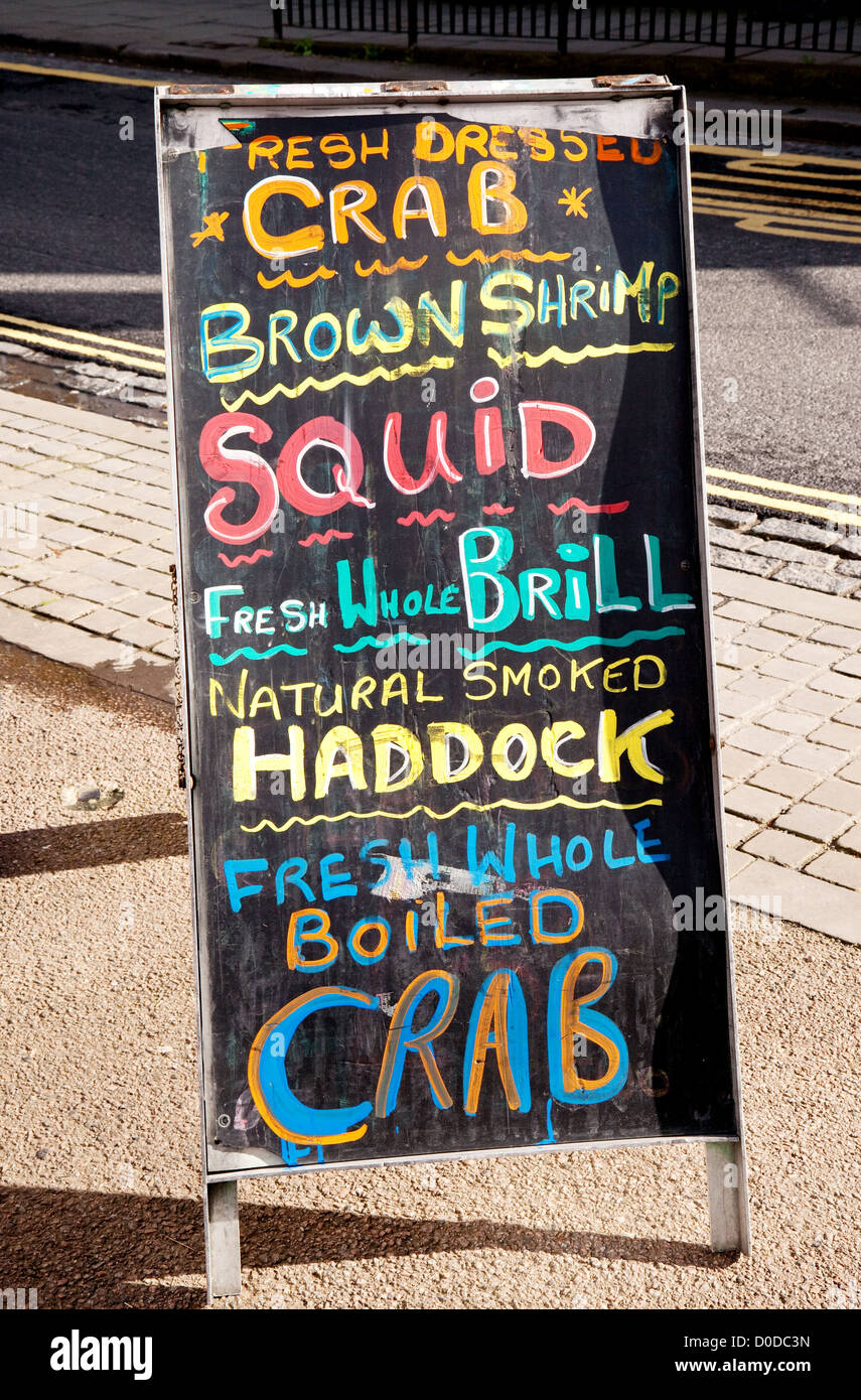 Seafood shop fishmonger sign, Ludlow UK Stock Photo Alamy