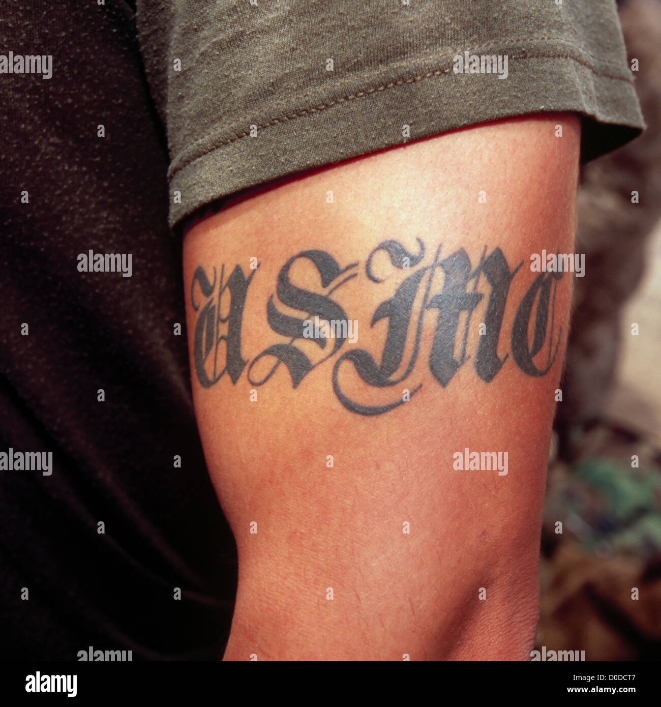 USMC Tattoo on a USMC Bicep Stock Photo