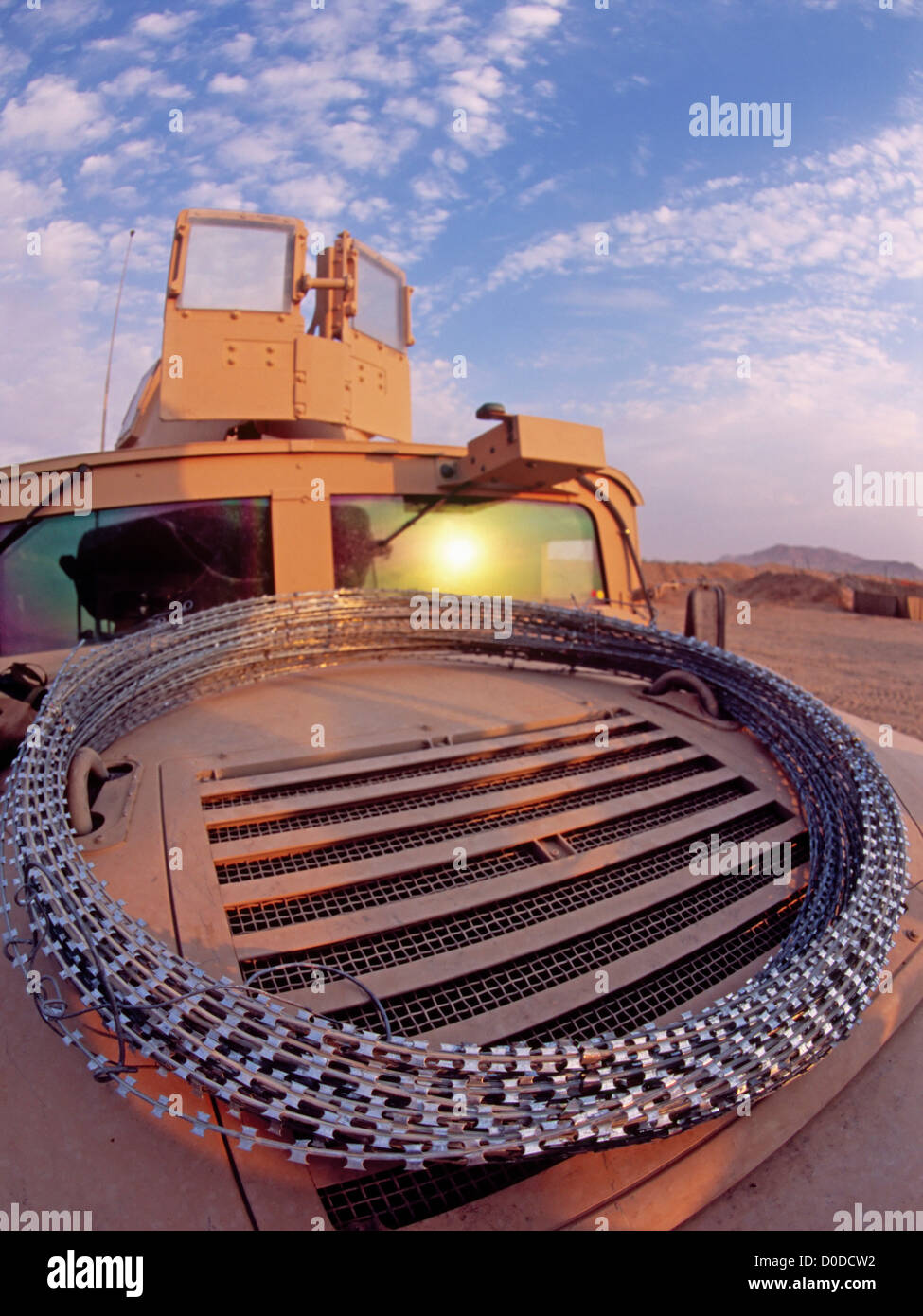 Humvee Hood Mounted Coil of Concertina Wire Stock Photo Alamy