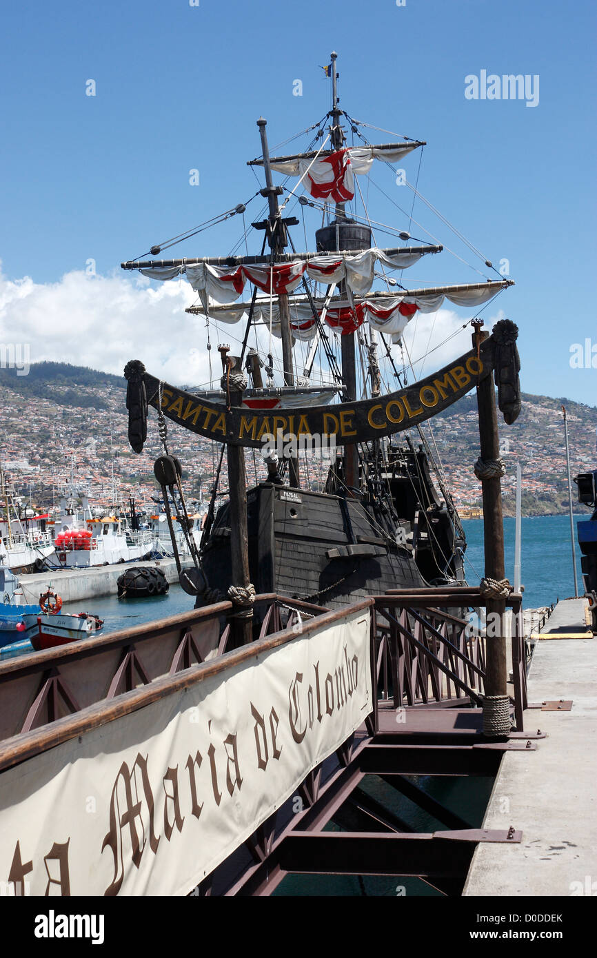 The Replica Sailing Vessel Santa Maria De Columbo In The Port Of Mahon Madeira Stock Photo Alamy