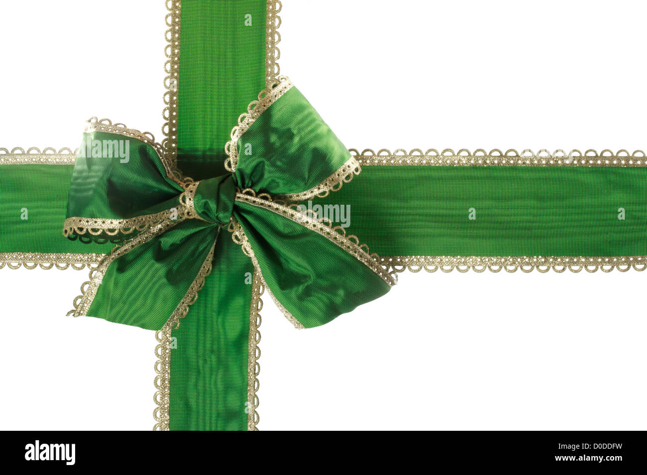 Green Bow and Ribbon on White Background Stock Photo - Alamy