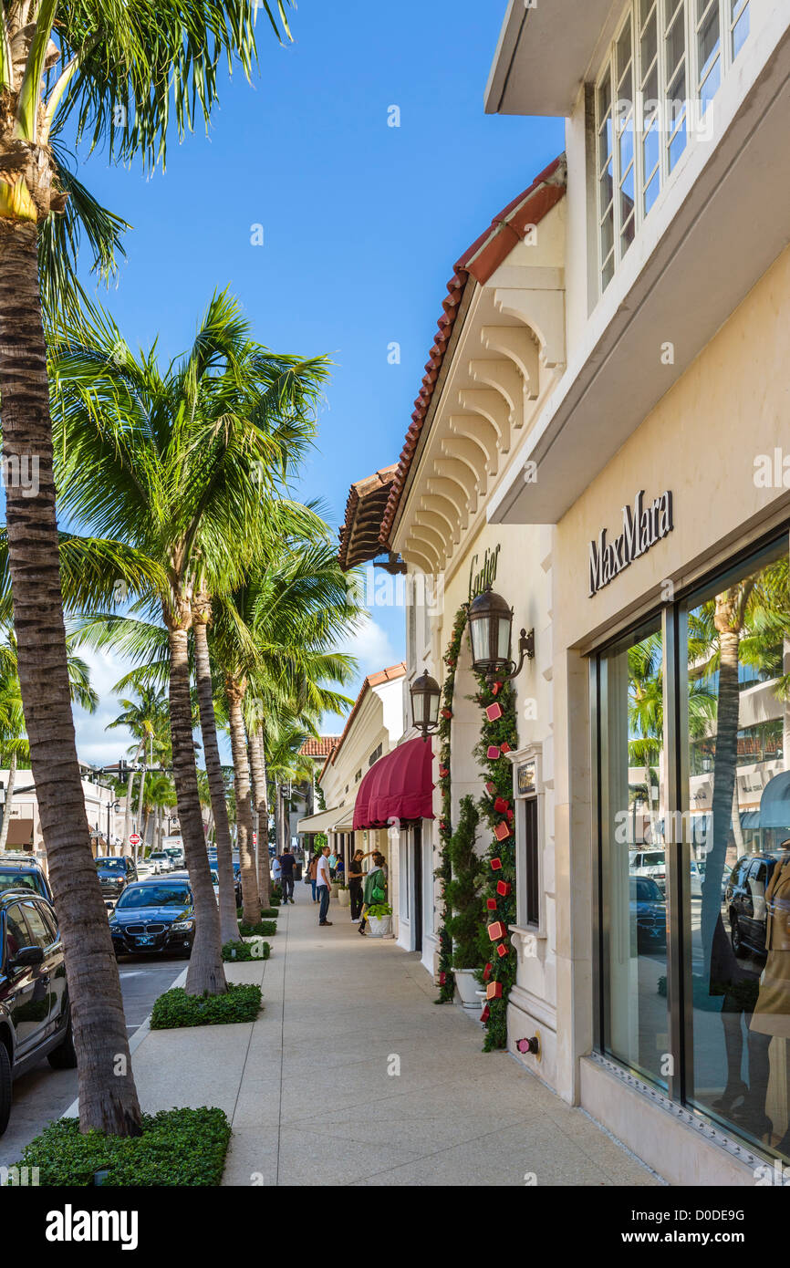 Stores on Worth Avenue in downtown Palm Beach, Treasure Coast, Florida