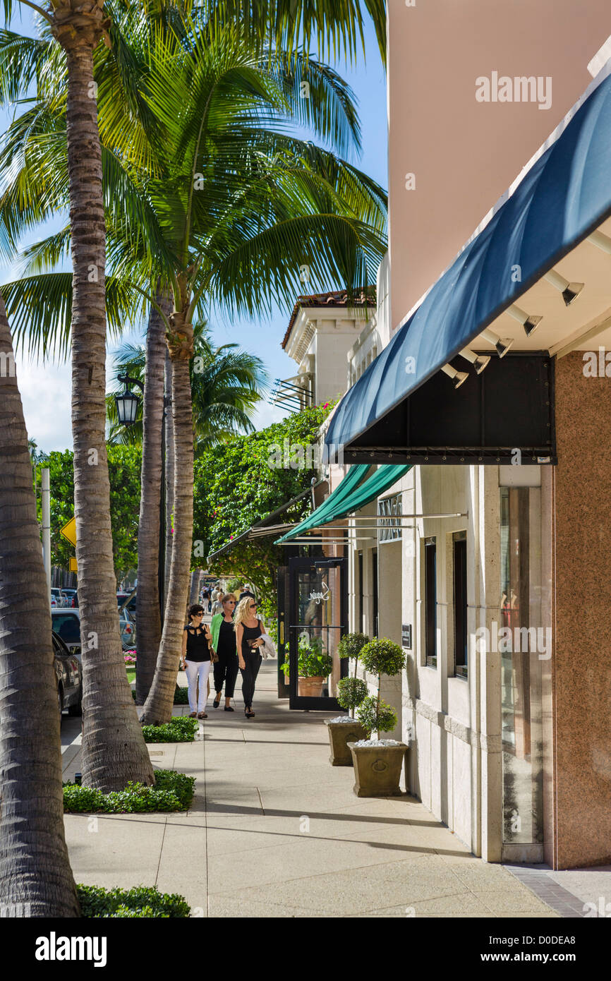 Stores on Worth Avenue in downtown Palm Beach, Treasure Coast, Florida