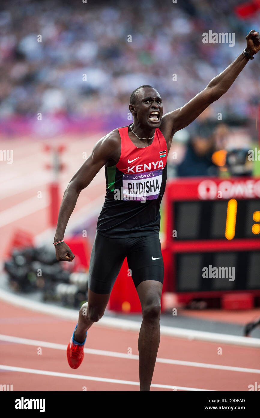 David Rudisha (KEN) winning the gold medal in world record time in the Men