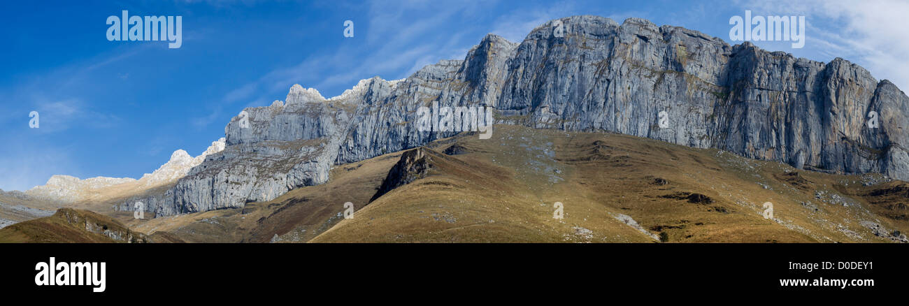 Cantabrian mountain range.Panorama.Miera river Valley. Stock Photo