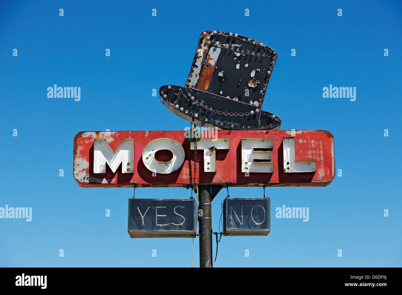 Motel sign near Lander, Wyoming. Stock Photo
