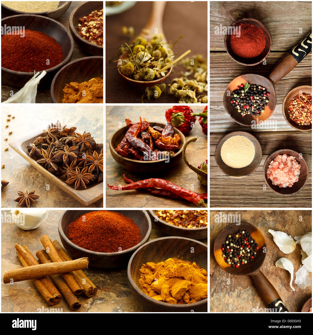 Collage of many Spices Stock Photo - Alamy