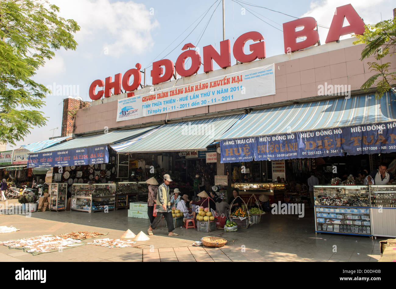 HUE, Vietnam Main entrance to Cho Dong Ba, the main city market in Hue, Vietnam Stock Photo