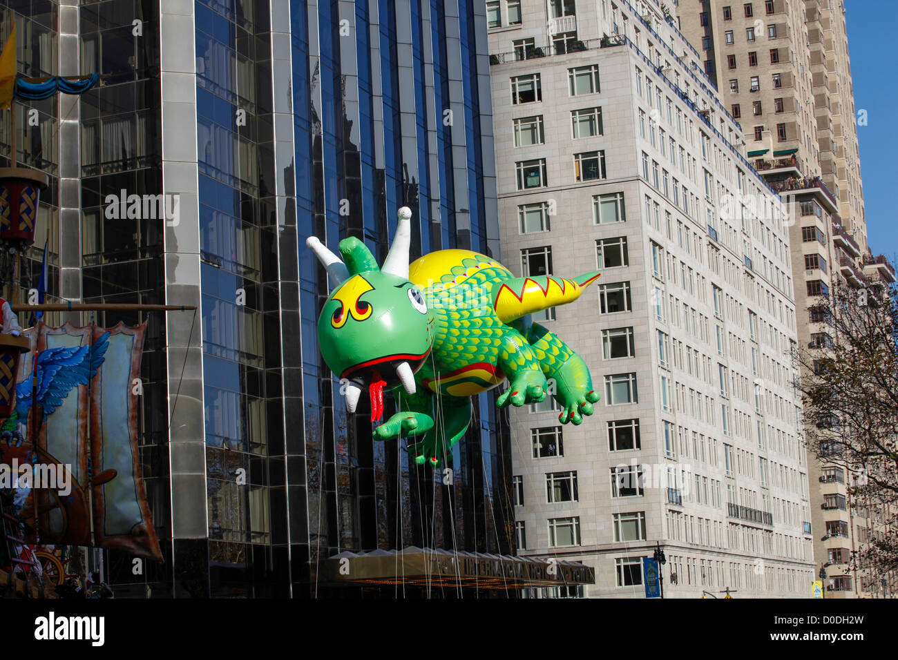 Rex the Happy Dragon moves down Central Park West during Macy's Thanksgiving Day Parade in New York City, on Thursday, Nov. 22, 2012. Stock Photo