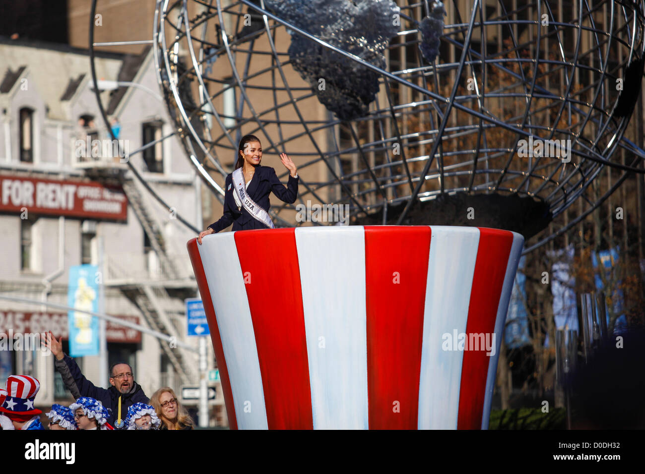 Miss USA, Olivia Culpo, riding a float in Macy's Thanksgiving Day