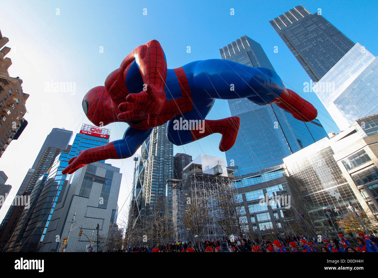 Spiderman balloon passes through Columbs Circle during Macy's Thanksgiving Day Parade in New York City, on Thursday, Nov. 22, 2012. Stock Photo