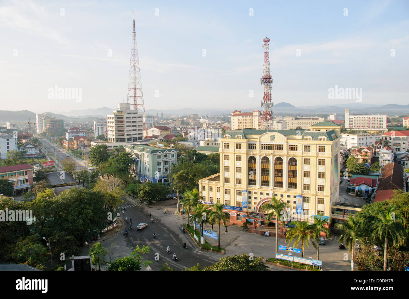 HUE, Vietnam - Buildings in downtown Hue, Vietnam. Stock Photo