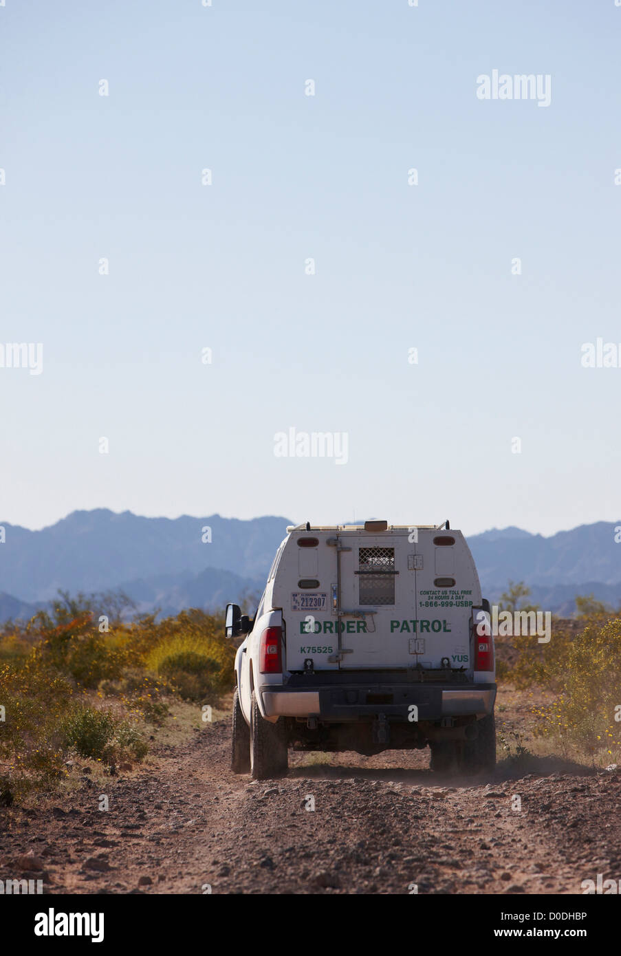 Border patrol truck just north of the United States Mexico border, southern Arizona Stock