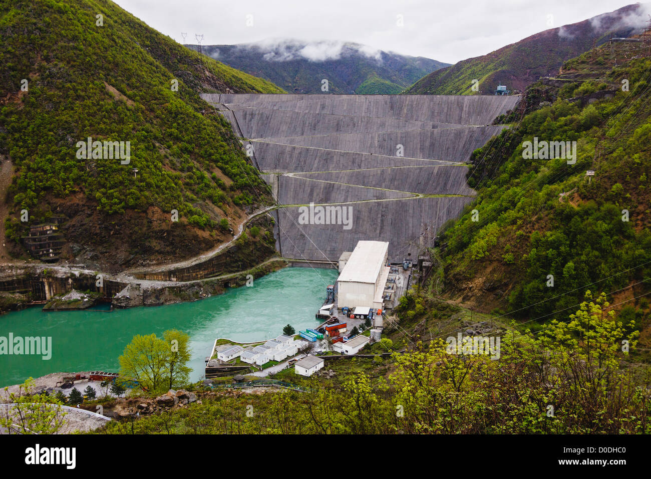 Fierza lake reservoir hydropower plant. Albania Stock Photo