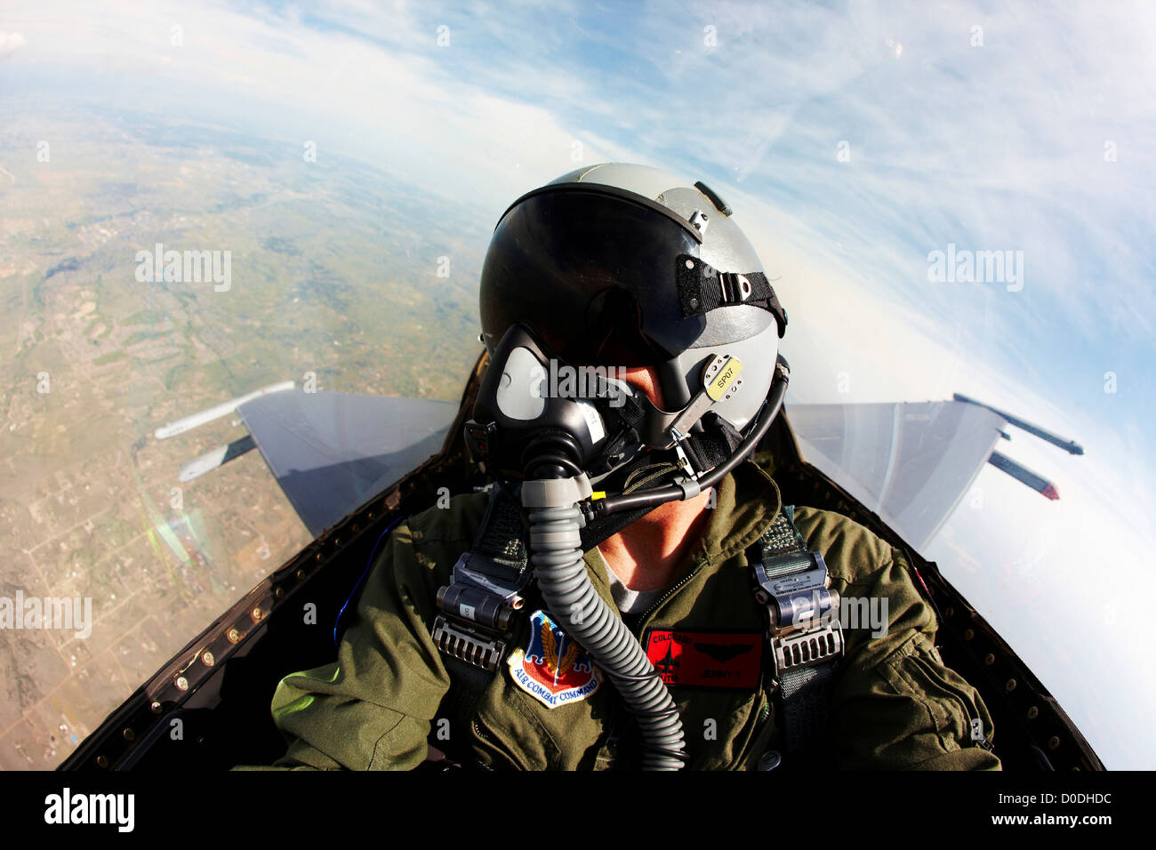 Pilot flying F-16 Fighting Falcon Stock Photo