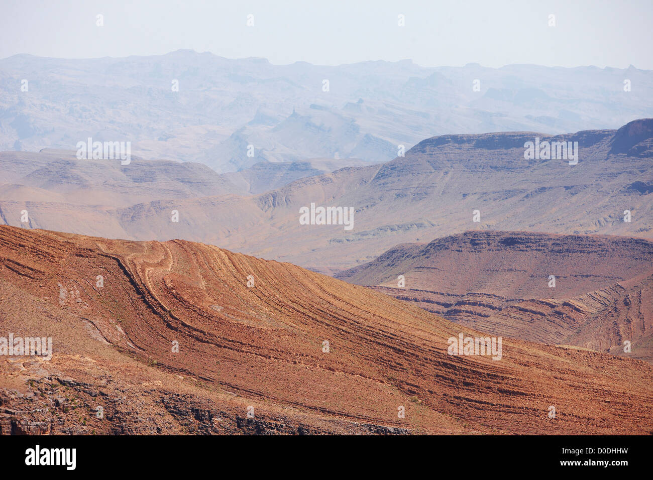 Twisted geologic strata of the Atlas Mountains, Morocco Stock Photo