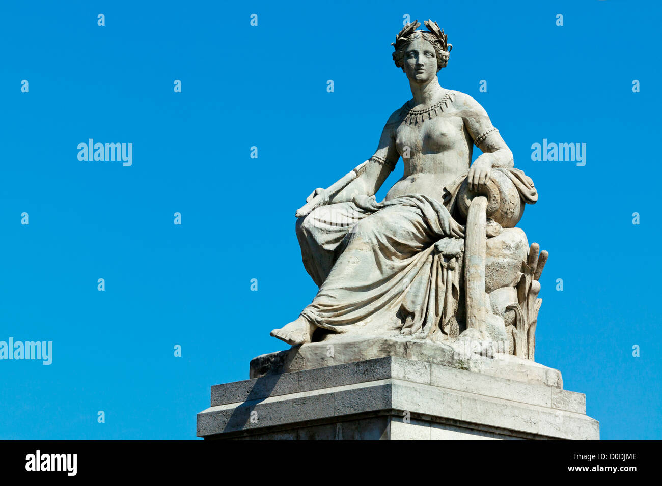 Statue Of La Seine, Pont Du Carrousel,Paris, France Stock Photo