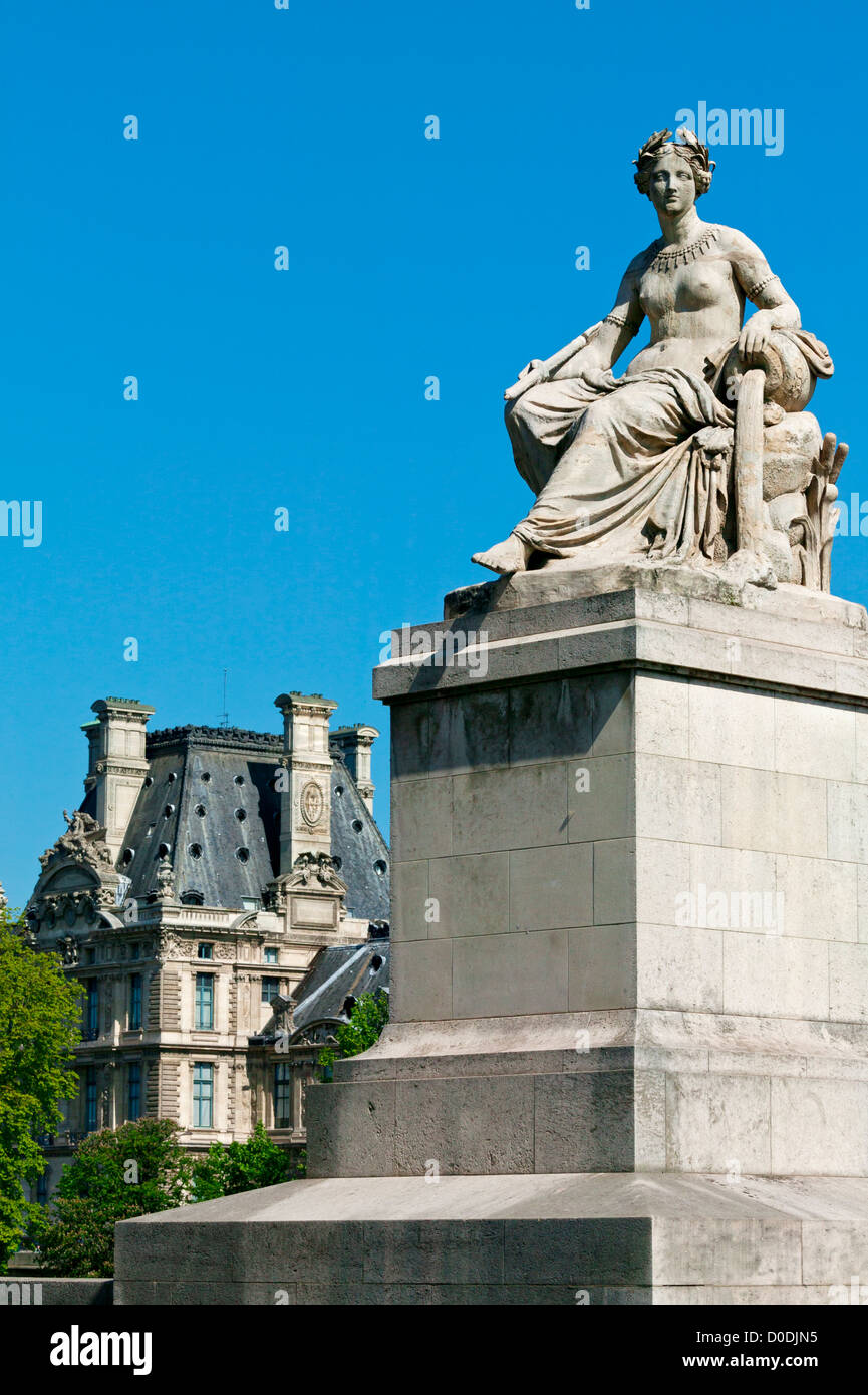 Statue Of La Seine, Pont Du Carrousel,Paris, France Stock Photo