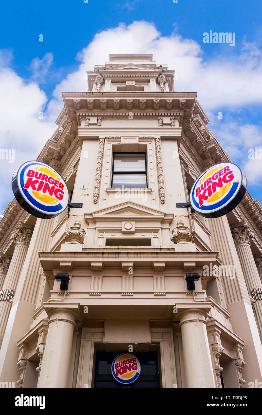 Burger King, Cuba Mall, Wellington, New Zealand, which is situated in an old heritage building, originally a bank. Stock Photo