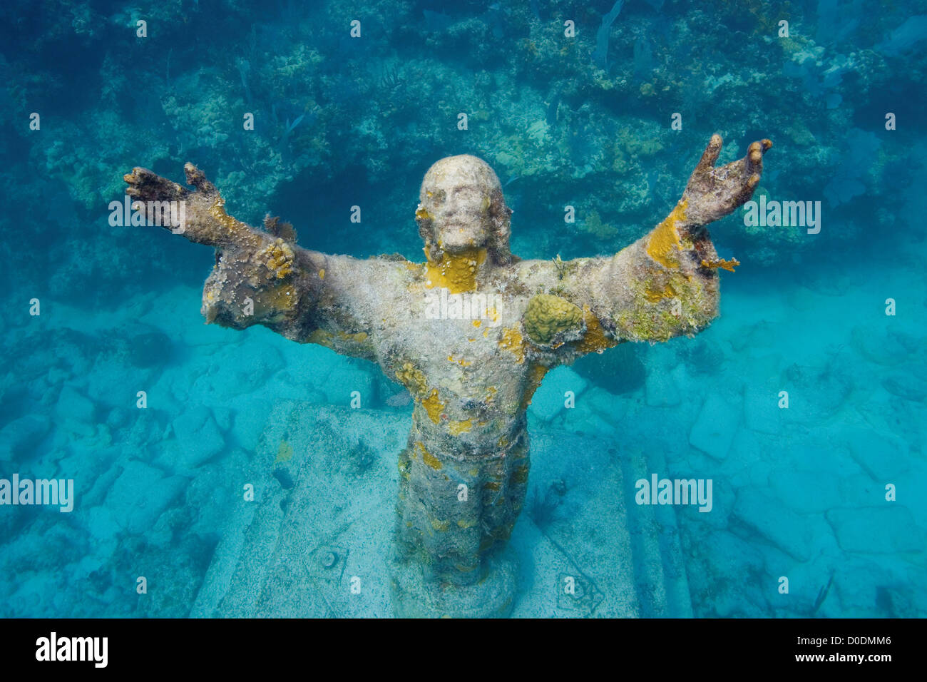 Underwater Image of the Christ Statue, Key Largo, Florida Stock Photo
