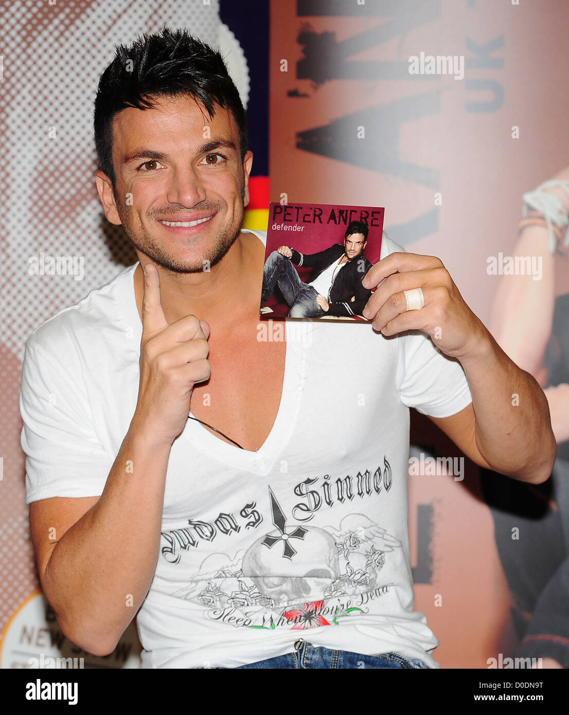 Peter Andre promoting his new single 'Defender' at Asda London, England - 26.10.10 Stock Photo