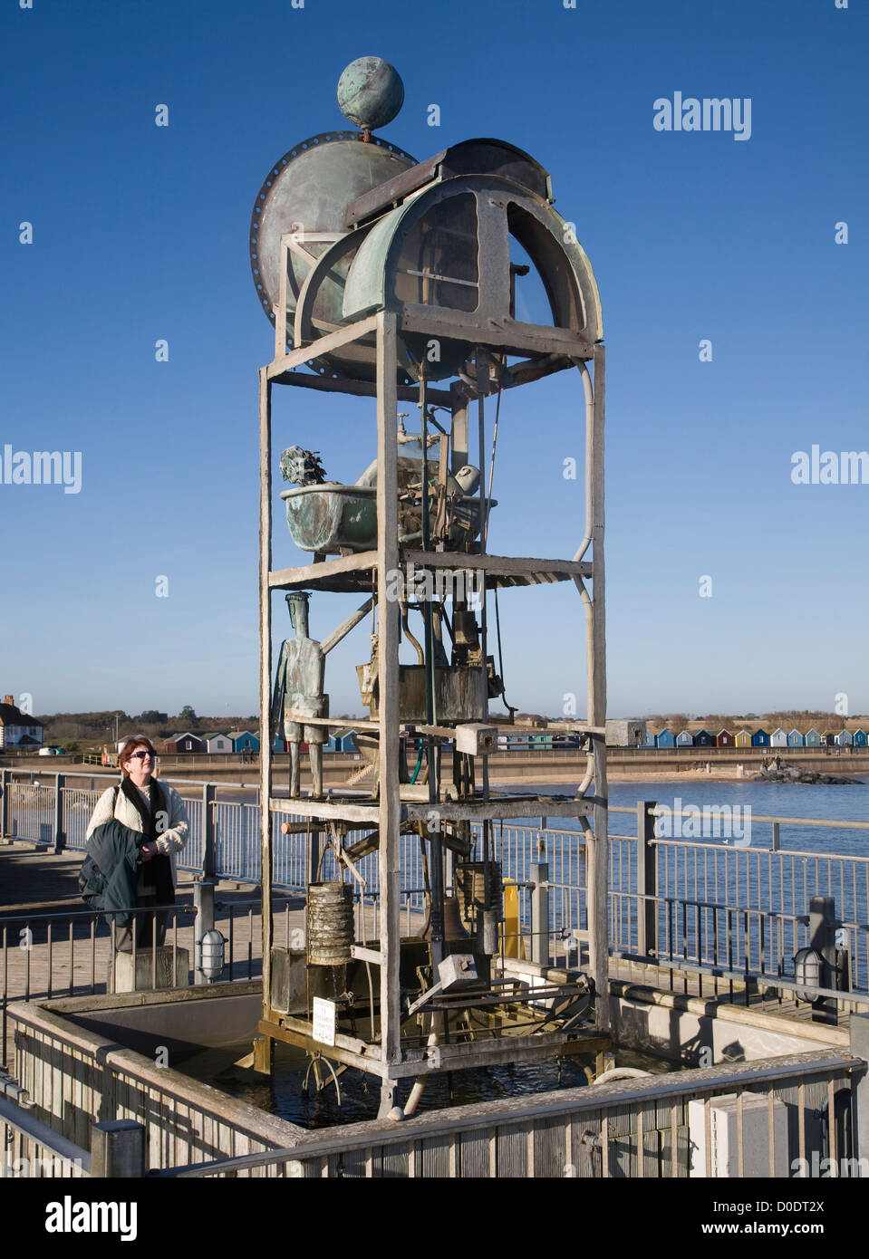 Water clock on the pier Southwold, Suffolk, England designed by Tim Hunkin Stock Photo