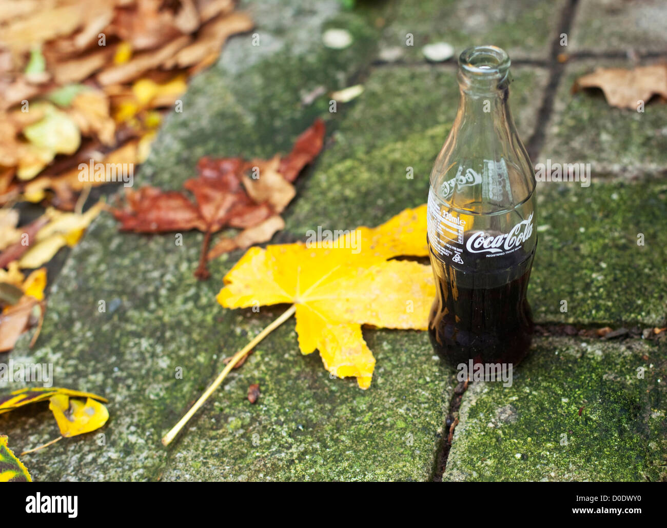 Half full Coca-Cola bottle. Stock Photo