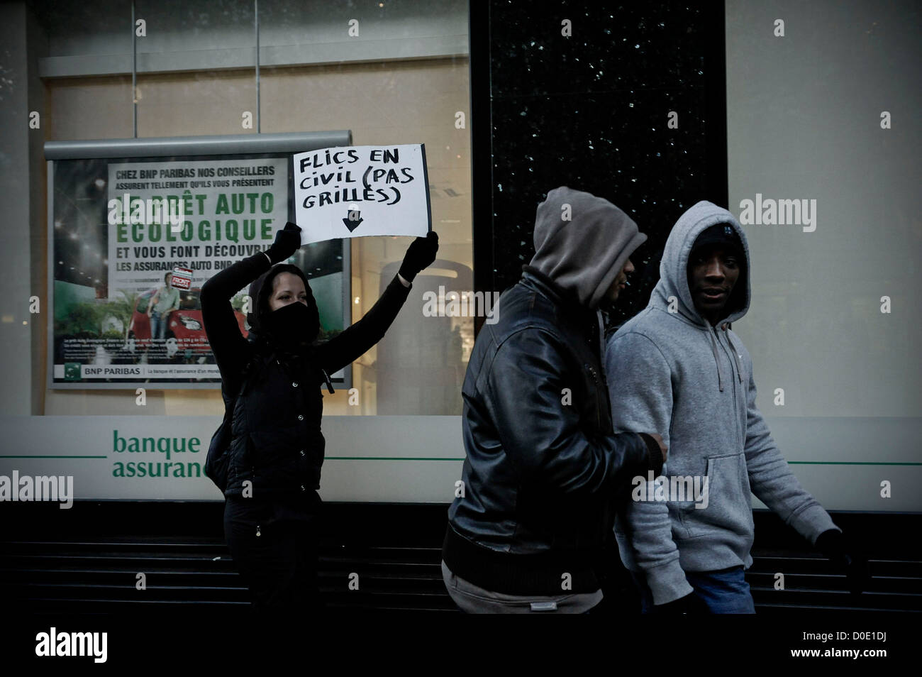 Members of the BAC reported by a protester - The mobilisation against the Government's proposed pension reforms to increase the Stock Photo