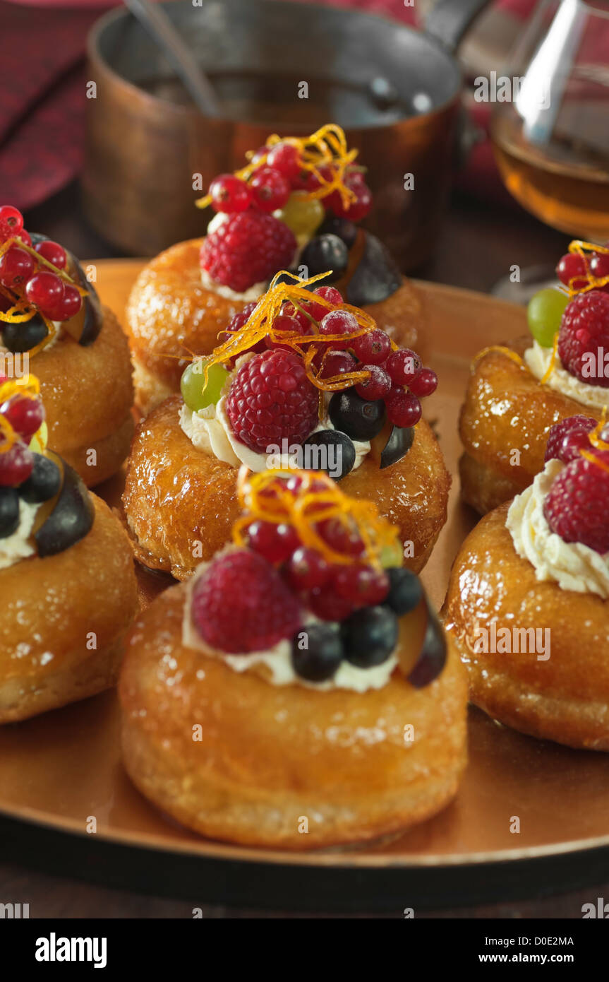 Rum babas Small savarins Dessert Stock Photo Alamy