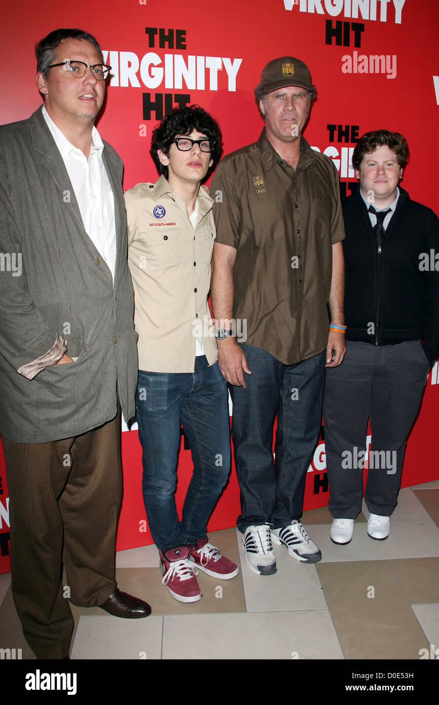 Producer Adam McKay, Matt Bennett, Producer Will Ferrell and Zack Pearlman Special KROQ Screening of 'The Virginity Hit' held Stock Photo