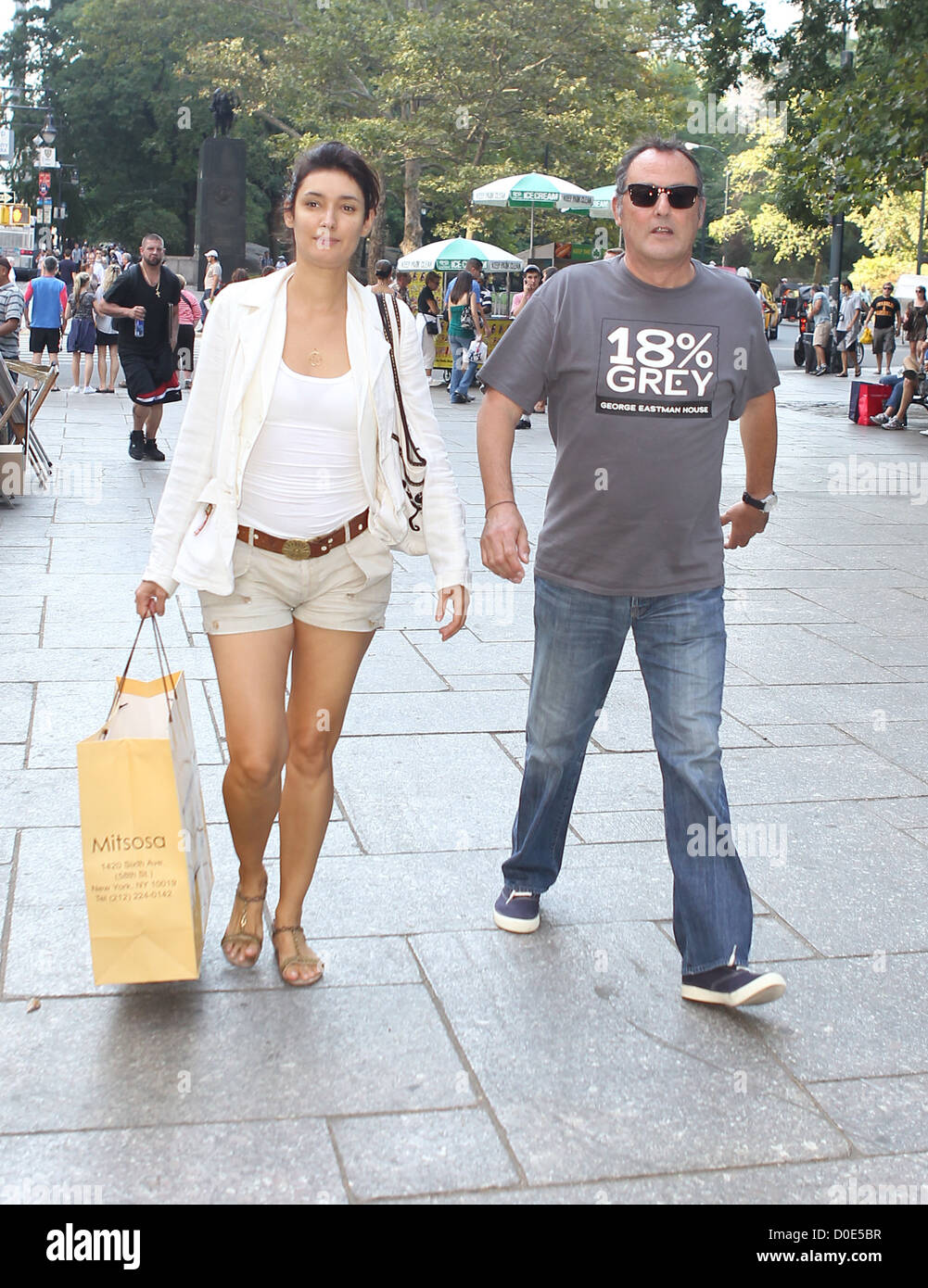 Jean Reno and wife Zofia Borucka out walking in Manhattan New York City, USA - 07.09.10 Stock Photo