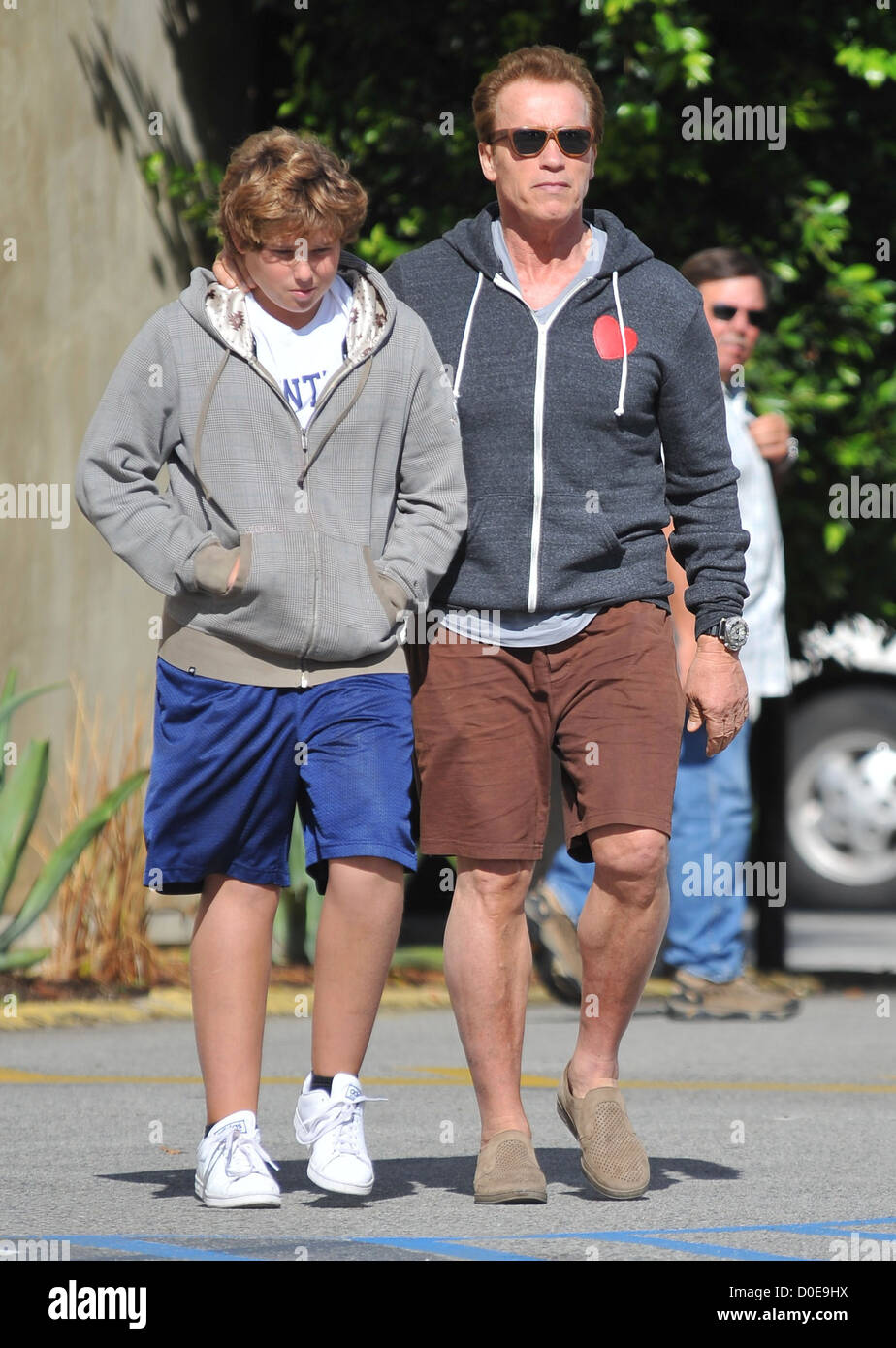 Arnold Schwarzenegger takes his son lunch in Santa Monica Los Angeles