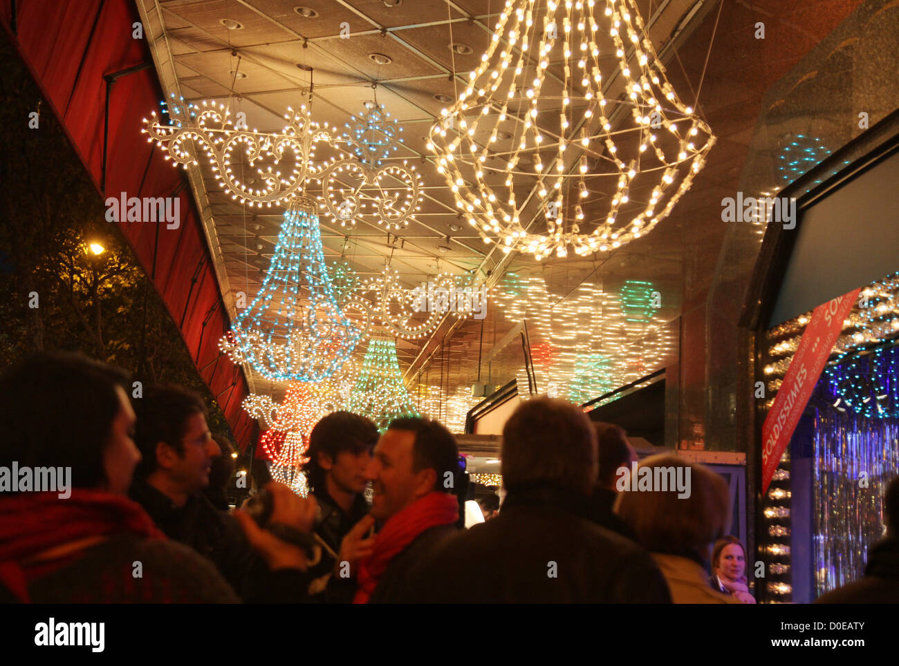 Christmas illuminations light up the entire Galeries Lafayette in the