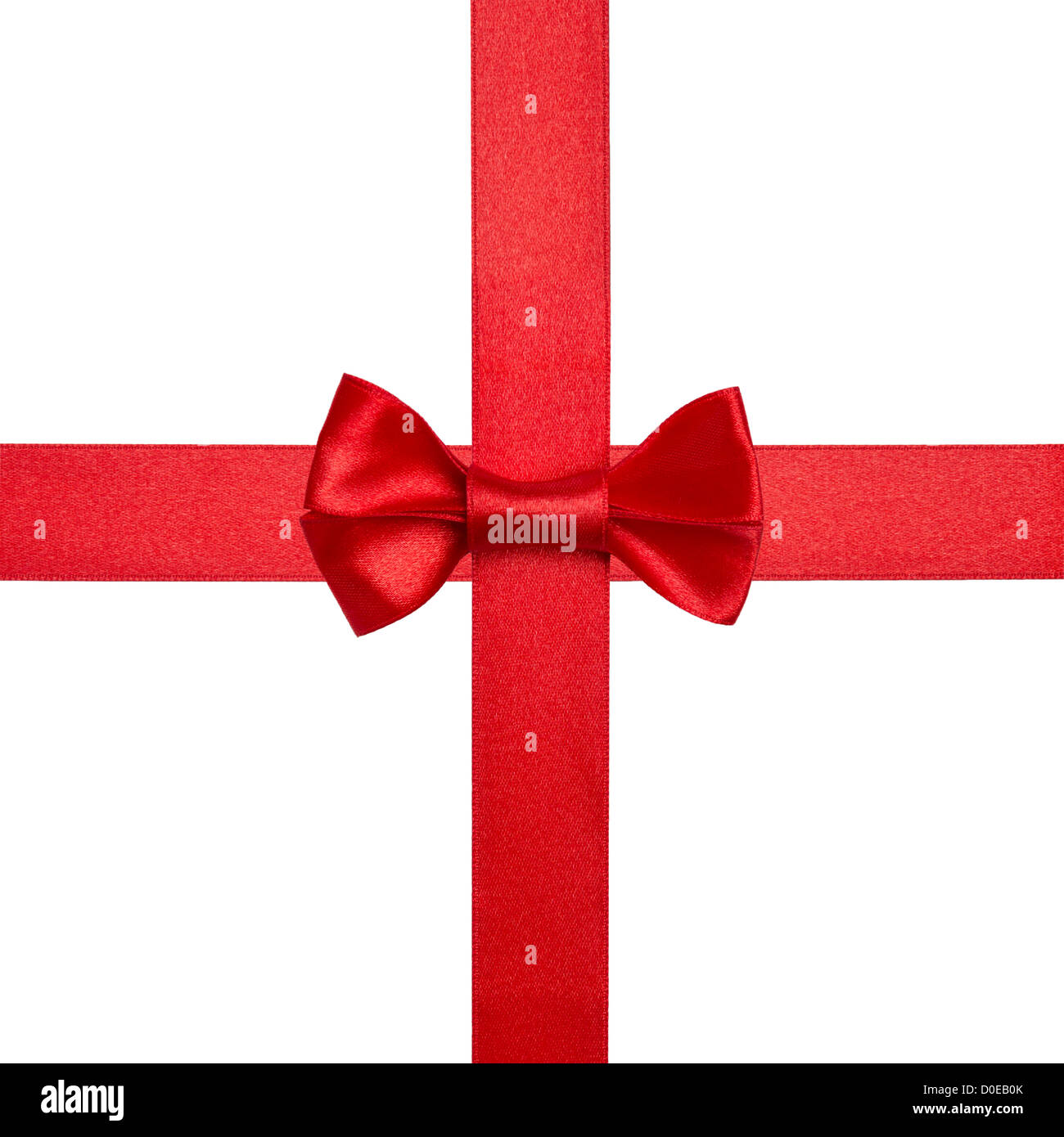 square with red ribbons and a bow isolated on white Stock Photo - Alamy